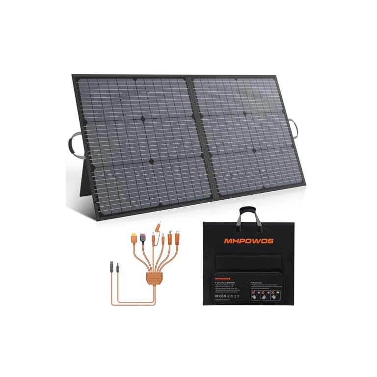 solar charger 110w portable solar panel, ip67 waterproof foldable solar panel kit with 20v output, 23.5% efficiency module for outdoor camping, portable power station, laptops, motorhome, rv