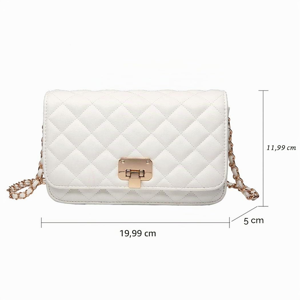 Damen-Schultertasche aus Leder, modische Clutch, Handtasche, gesteppt, Designer-Umhängetasche mit Kettenriemen