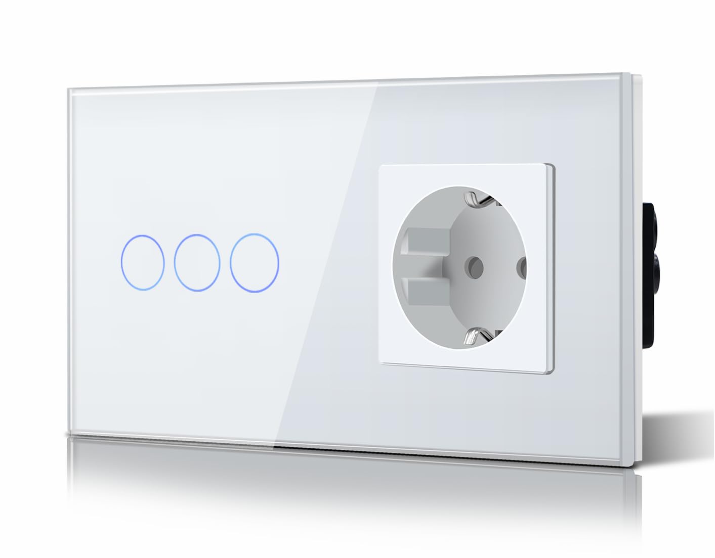 BSEED Interruptor táctil y enchufe pared,Toma de corriente con USB C,Panel de Vidrio con pulsador LED,Sin Función Wifi,1 Gang 1 Vía+1 Enchufe USB/Tipo C,157mm Negro — view 72