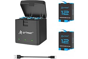 Artman Replacement Batteries 1800mAh (2-Pack) for GoPro Hero 12, Hero 11, Hero...