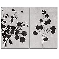 2 Panel Canvas Wall Art Black and White Flowers Canvas Prints Home Artwork Decoration for Living Room,Bedroom - 16