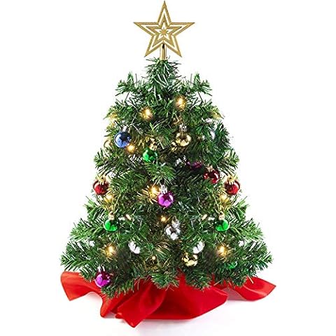 Prextex 56cm Decorated Christmas Tree with Lights Cover