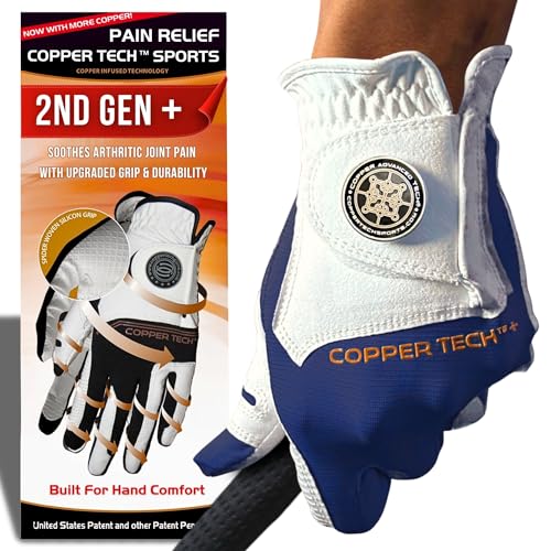 Copper Tech Plus Golf Gloves Men Right Handed Golfer or Left Handed Golfer (2nd Gen) | Copper...