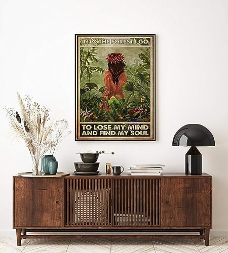 Póster vintage de camping con texto en inglés "Love Camping Poster And Into The Forest I Go To Lose My Mind And Find My Soul", póster de metal de 8 x 12 pulgadas