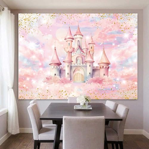 Fondo rosa castillo princesa 8x6ft para fotografía miniatura 3