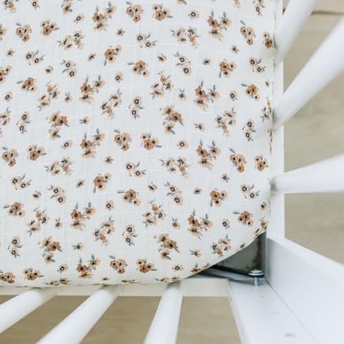 Autumn Bloom Muslin Crib Sheet by Mebie Baby