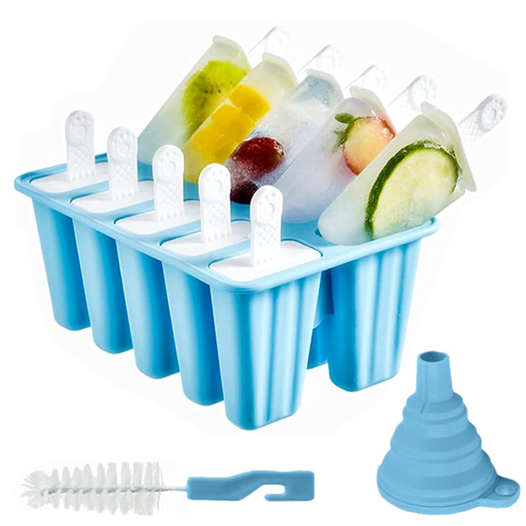 HASTHIP® Popsicle Molds, 10 Pieces Popsicle Molds Reusable Silicone BPA Free Ice Pop Easy Release Popsicle Molds With Silicone Funnel & Cleaning Brush (B0CYFS8RTS) Amazon Price History, Amazon Price Tracker