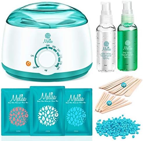Yeelen Hair Removal Kit Hot Wax Warmer Waxing Kit Wax Melts with 3 Flavor Hard Wax Beans and 20 Wax Applicator Sticks for Painless Wax of Face,Armpits,Bikini Four-limb