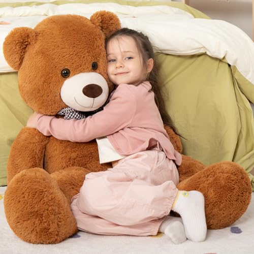 Image of MaoGoLan Giant Brown Teddy Bear 4 Feet,Adorable and Cuddly Big Bear Stuffed Animal 47 inch, Classic Teddy Bear Plush Gift Decoration for Baby Shower,Party,Birthday,Valentines Day