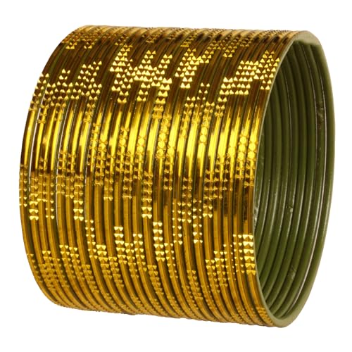 Touchstone Indian Bollywood Choice Handcrafted Exemplary Peeled Deep Ditch Surface Vintage Textured Wow Designer Jewelry Bangle Bracelets Set of 24. for Women.