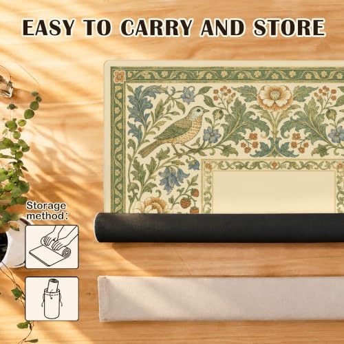 VTGSSZI Green Bird Strawberry Mahjong Mat for Table - 5