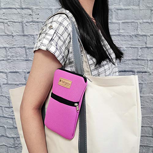 Image of Tainada Women Cell Phone Neoprene Shockproof Zipper Sleeve Case Bag Pouch w /Carabiner, Neck Lanyard, Belt Loop Holster for iPhone 17 /16 Pro Max, Air, 16 Plus, 16e ; Samsung S25, S24, Z Fold7 (Pink)