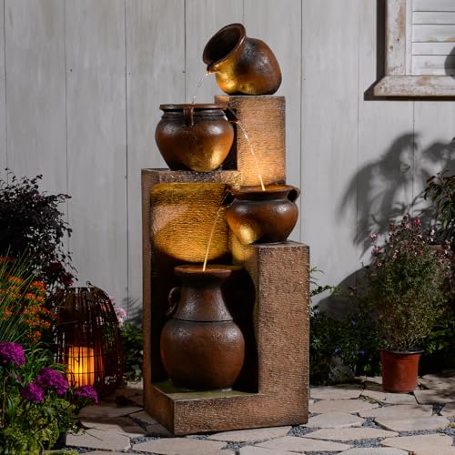 Image of Resin Outdoor Water Fountain 4-Tier Jar Waterfall