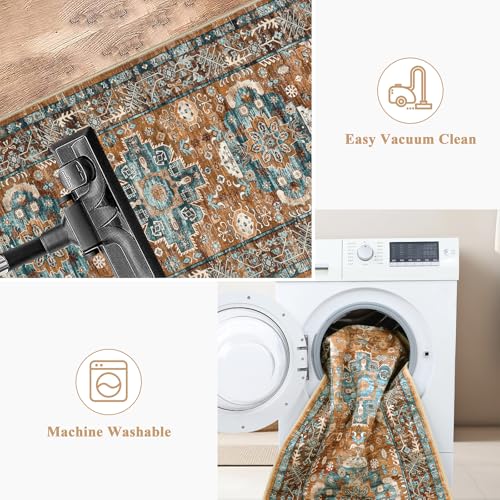 Pauwer Boho Hallway Runner Rug 2x8 Washable Entryway Area Rugs Non Slip Farmhouse Vintage Floor Mat Carpet Runner for Hallways Laundry Room Kitchen Bathroom Bedroom