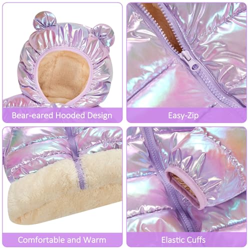 Vogseek Toddler Winter Coat Warm Lightweight Puffer Jacket for Baby Girls Boys Cute Bear Ears Hood Outerwear 6M-3T3