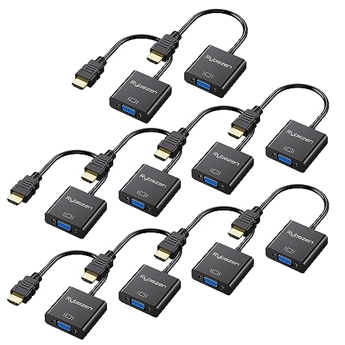 Image of HDMI to VGA Adapter 10 Pack, Gold-Plated HDMI to VGA Converter (Male to Female), Compatible for Computer, Laptop, PC, Monitor, Projector, HDTV, Chromebook, Raspberry Pi, Roku, Xbox and More