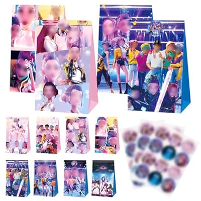 ZXTGBQ Bolsas CumpleañOs Infantil, Bolsas Regalo, 12 bolsas de caramelo con 12 pegatinas, bolsa de papel temática de dibujos animados para pasteles, golosinas, Navidad, cumpleaños, fiestas | Ya disponible en tu tienda friki favorita! En mundofriki.es!