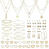 ZXTGBQ 60 Pcs Parure Bijoux Femme Or, Bracelet Ensemble Bijoux Ensemble Bijoux, Boucle D'O...