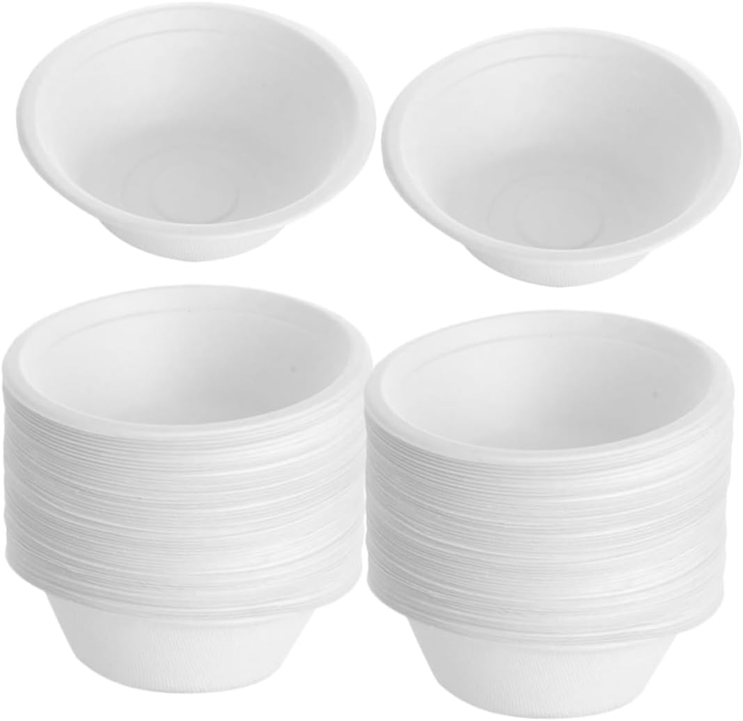 GARVALON 100pcs Bowls Food Packaging for Soup Salad and Snacks for Parties Camping and Catering