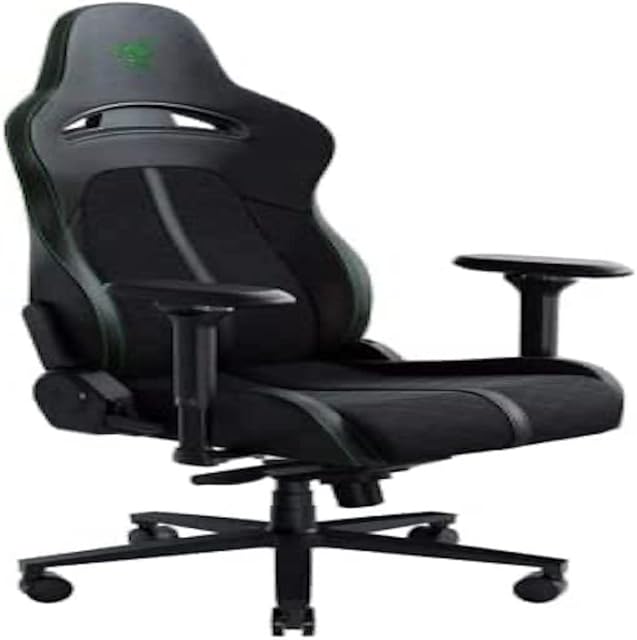 Razer Enki - Gaming chair with Integrated Lumbar Support (Desk/Office Chair, Multi-Layer Synthetic Leather, Foam Padding, Head Cushion, Height Adjustable) Green | Standard