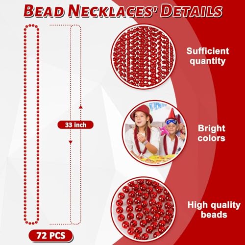 image for EOBOH 72PCS Bead Necklace, Red Christmas Bead Stuff Party Favors, 33