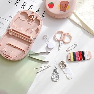 1pack Mini Travel Sewing Kit, Portable Travel Sewing Box Kit, Portable Heart-Shaped Box