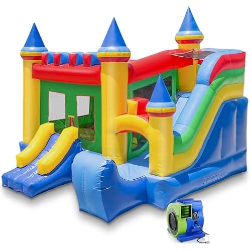 Cloud 9 Commercial Grade Castle Bounce House with Slide and Blower - 100% PVC 16' x 17' Inflatable Bouncer