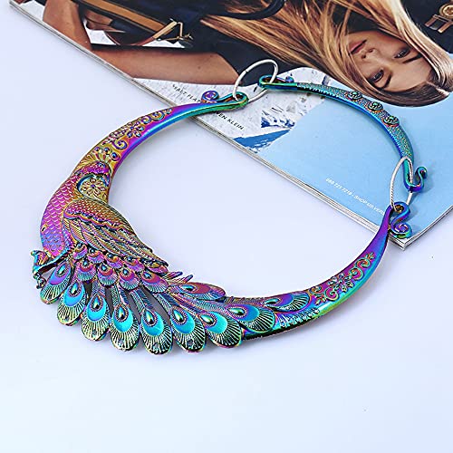Awese Women Vintage Ethnic Colorful Peacock Chunky Bib Collar Choker Necklace Indian Jewelry Vintage Necklace For Women Girls #TOP3