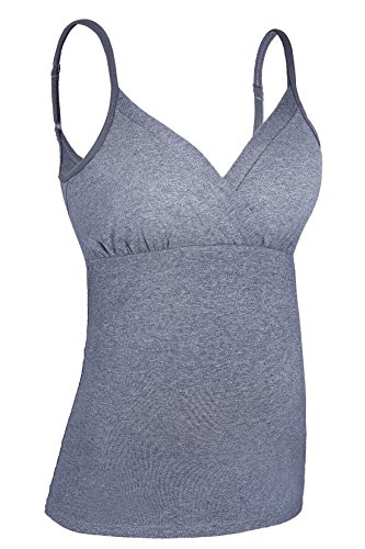 Nursing Tops Tank Shirt Cami Sleep Bra For Maternity And Breastfeeding 3Pcs/Pack (Medium, Black/Dark Grey/Grey - Second Style) #TOP1