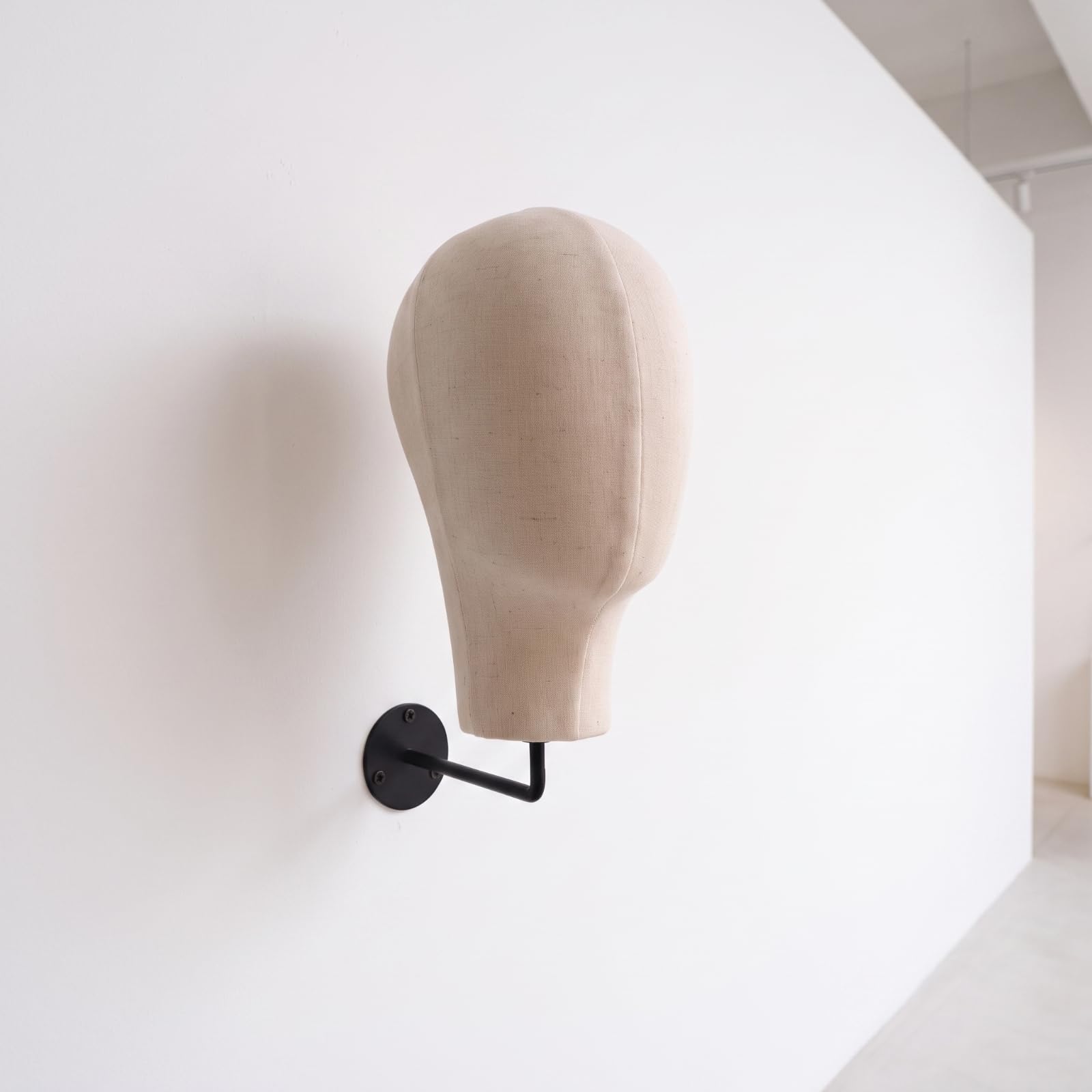 Harilla Hutständer Schaufensterkopf Perückenhalter Kopfmodell mit Formstabilem Polyurethan Kern Und Leinenbezug zur Sicheren Fixierung für Styling Schminktisch Fotostudio