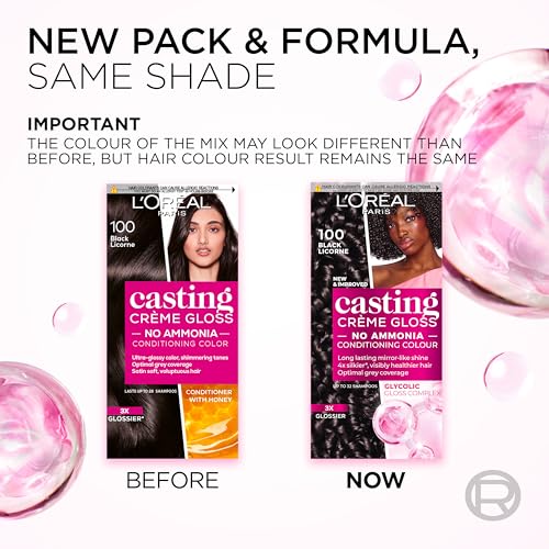 L'Oreal Paris Casting Creme Gloss semi-permanent hair dye, blends away grey hair leaving a radiant hair colour, brown hair dye 400 Dark Brown - 9