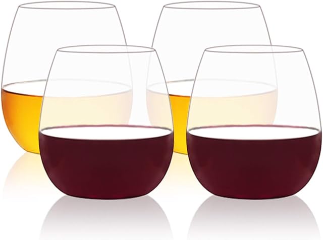 MICHLEY Unbreakable Drinking Tumblers Tritan-Plastic Glass BPA-Free Wine Glass 535ml Set of 4