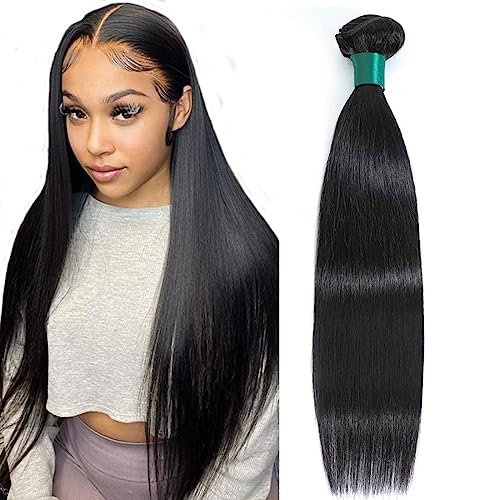 Autto Hair Unprocessed Peruvian Virgin Hair Straight Hair One Bundle 24Inch Virgin Human Hair Weave Weft Extension Natural Black Color (100+/-5G)/Pc Can Be Dyed And Bleached #TOP10