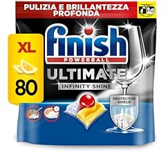 Finish Ultimate Infinity Shine Dishwasher Tablets, 80 Capsules Dishwasher Lemon, Dishwasher Tablets Against Dirt and Tinned…