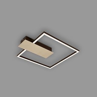 BRILONER Leuchten - Plafón LED regulable en 3 niveles, función de memoria, color de luz blanco cálido, Plafón LED angular, marrón dorado, 375x320 mm, 3544-017, marrón anodizado dorado