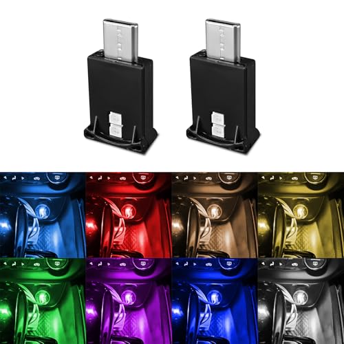 Luz ambiental LED USB Tipo C para interior de auto miniatura 1