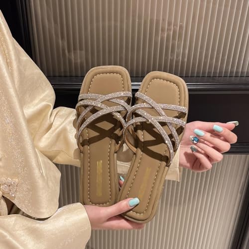 Crossed Diamond Sandals for Women with Flat and Large Size Sandals(36)2