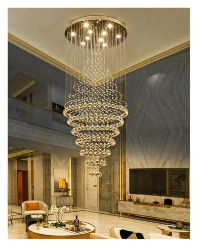 Lustre en cristal moderne à technologie LED intégrée dorée - 3