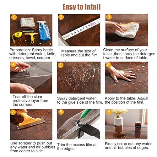 Film de protection de table autocollant et imperméable résistant à la chaleur