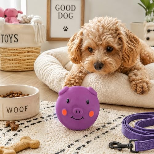 Juguete Squeaky para Perros en Forma de Cerdito Morado miniatura 5