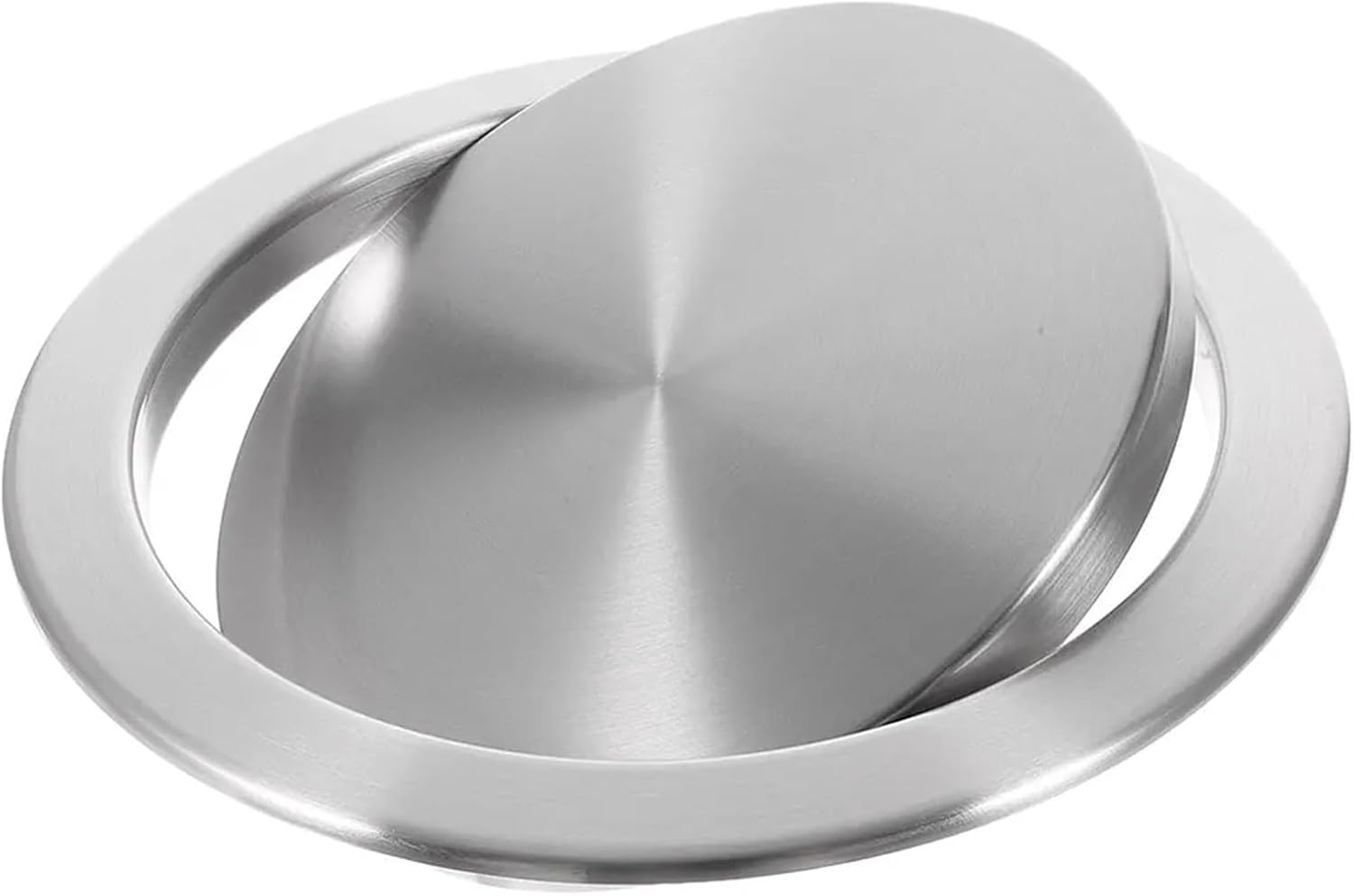 Built-in Dustbin Lid Round Stainless Steel Trash Flap Flush Recessed Built-in Balance Swing Flap Lid Cover Trash Bin Garbage Can Kitchen Counter Top,3.3X26.8X26.8Cm,3.3x23.8x23.8cm