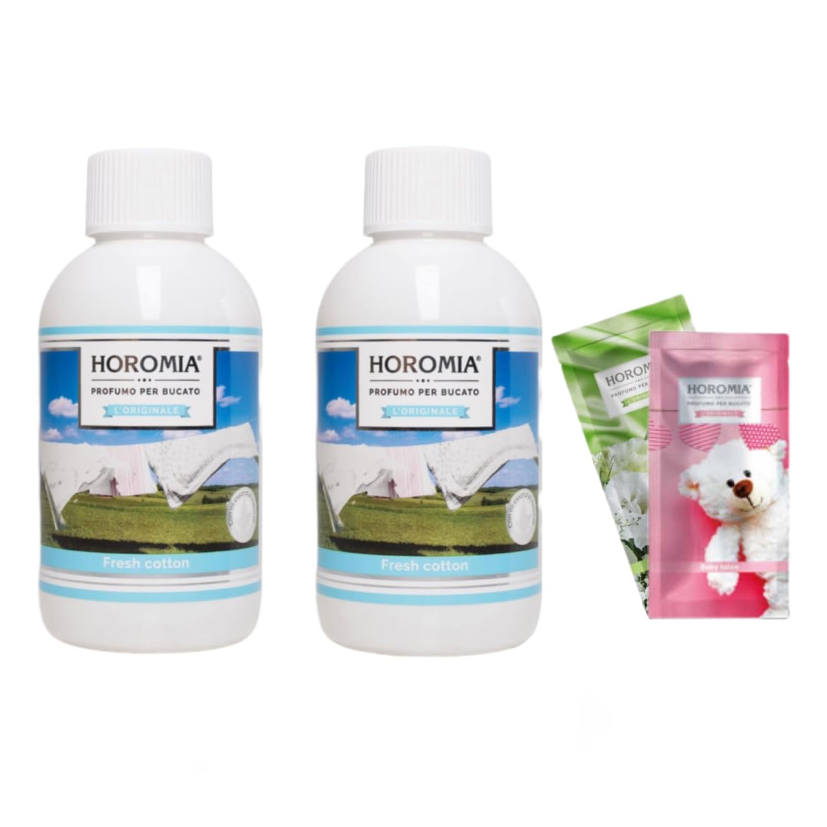 Horomia Profumo Bucato 2x500 ml. + 2 Bustine 20 ml. Omaggio (FRESH COTTON)
