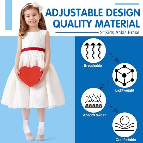 Image of Tarpop 2 Pairs Kids Ankle Brace Set Foot Support Stabilizer Wraps Protector Guard Knitted Ankle Sleeve Sock Support Compression Socks for Injury Prevention(White,Medium)