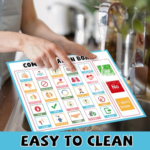 6Pcs Communication Board for Non Verbal Adults Picture Symbol Communication Cards Speech Therapy Tools for Autism Toddlers Kids Aphasia Stroke Patients Hospital Care Home Use Talking Placemats - Image 5