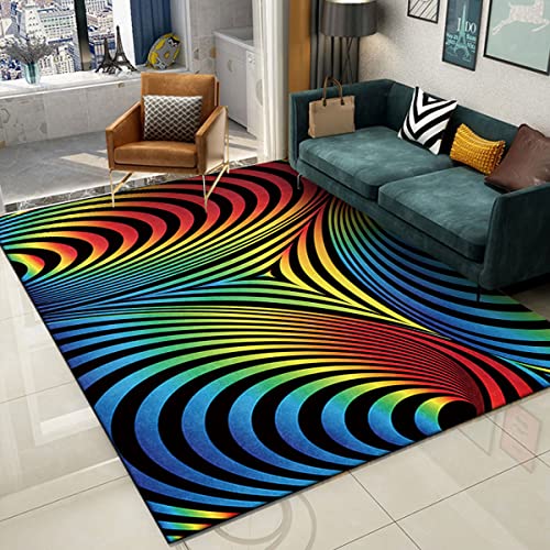 Abstrakte Kunst-Teppiche, bunt, optische Illusion, Teppich für Wohnzimmer, Schlafzimmer, Küche, Bodenmatte, Teppich, 150 x 101,6 cm Cover