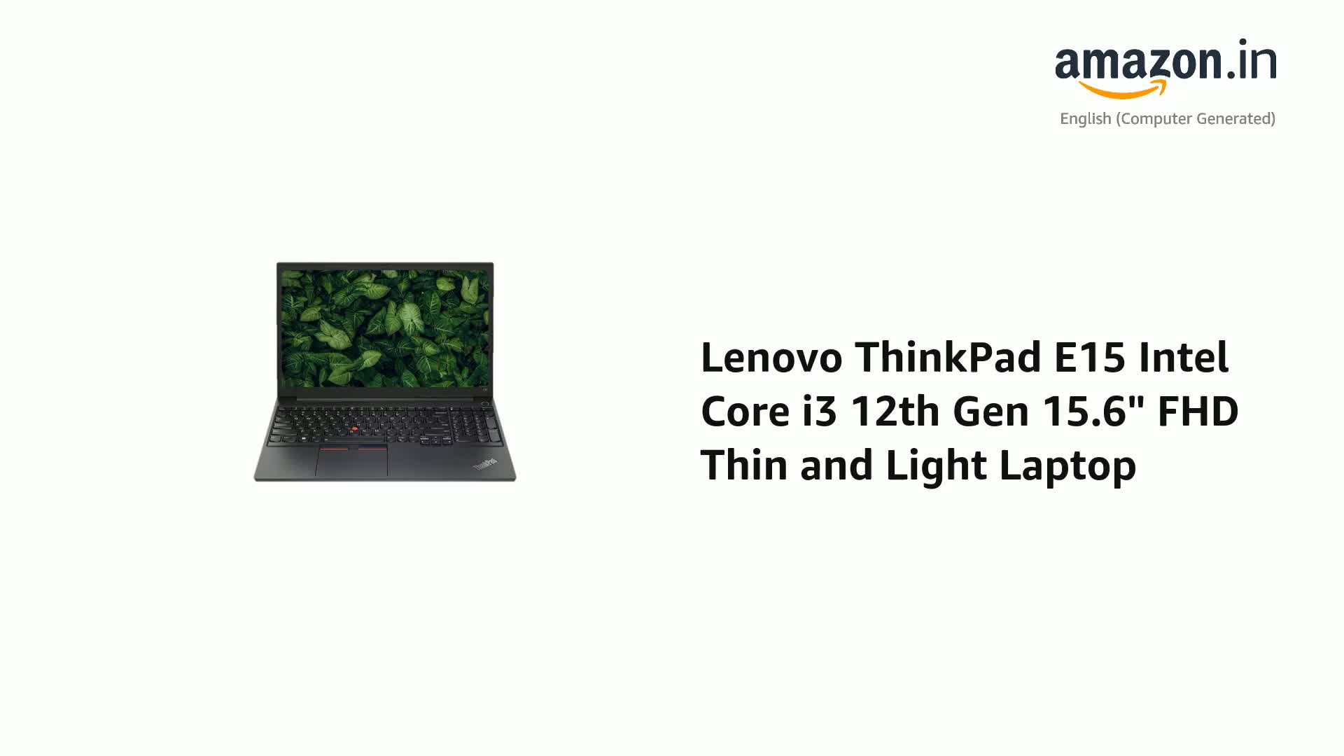 Lenovo ThinkPad E15 Intel Core i3 12th Gen 15.6