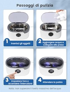 Vpcok Direct Pulitore Ultrasuoni 600ML, 50000Hz Pulitore Ultrasuoni Occhiali, 5 modalit¨¤ di Tempo Lavatrice Ultrasuoni per Pulizia Gioielli, Occhiali, Orologi, Collane, Anelli