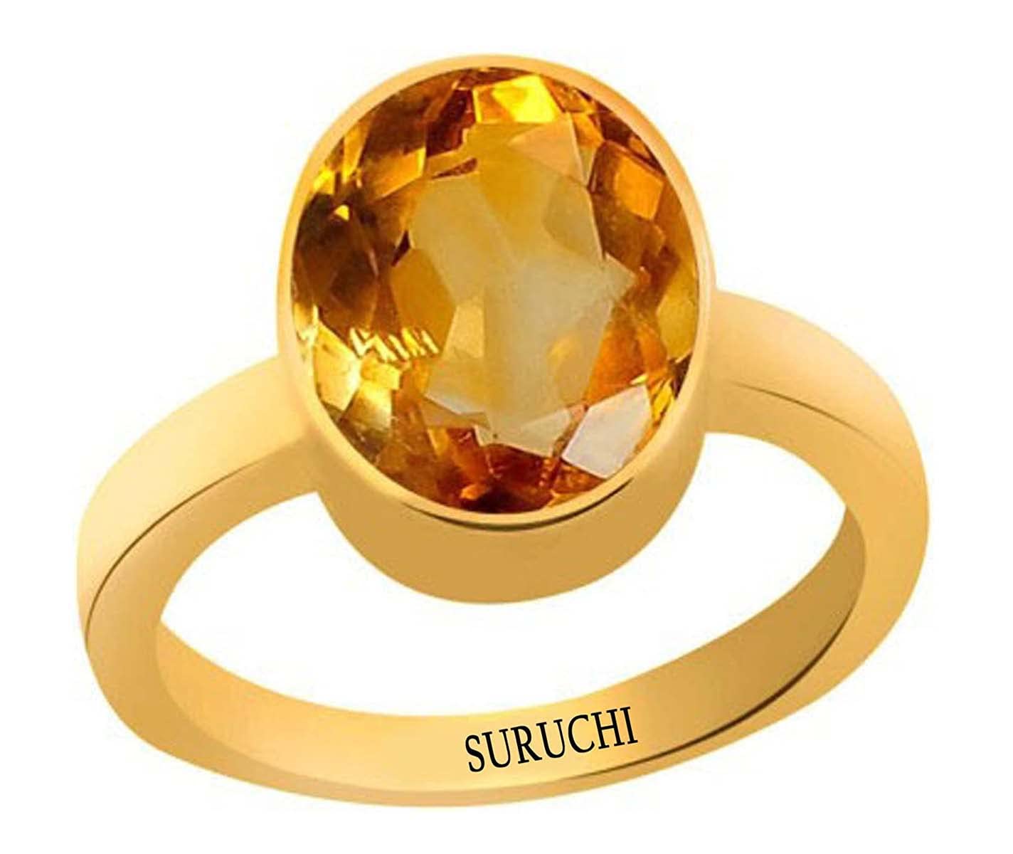 Suruchi Gems & Jewels Yellow Sapphire/Pukhraj 3.25 Ratti or 3.0 Carat Astrological Gemstone Panchdhatu 22K Gold Plated Ring for Men & Women (B08W7SVK12) Amazon Price History, Amazon Price Tracker