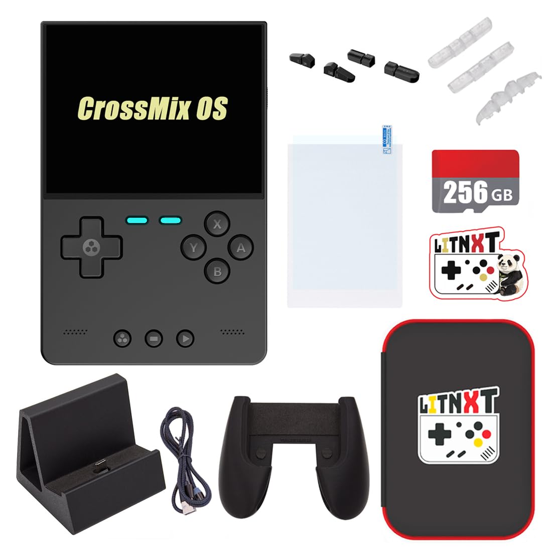 LITNXT TRIMUI Brick CrossMixOS Console di gioco portatile, console di gioco LITNXT retrò, portatile, sistema di gioco arcade retrò, con accessori, regalo di compleanno per adulti