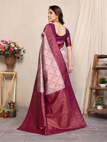 Image of Women's Kanjivaram Soft Silk Banarasi Saree With Blouse Piece | Banarasi Sari For Women | Saree with Blouse piece